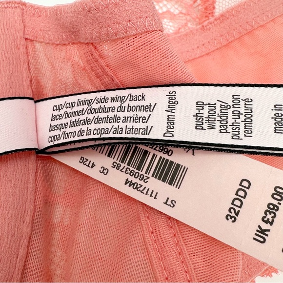 Victoria’s Secret 32DDD 32F Dream Angels Push Up Without Padding Peach Pink Bra - Picture 6 of 6
